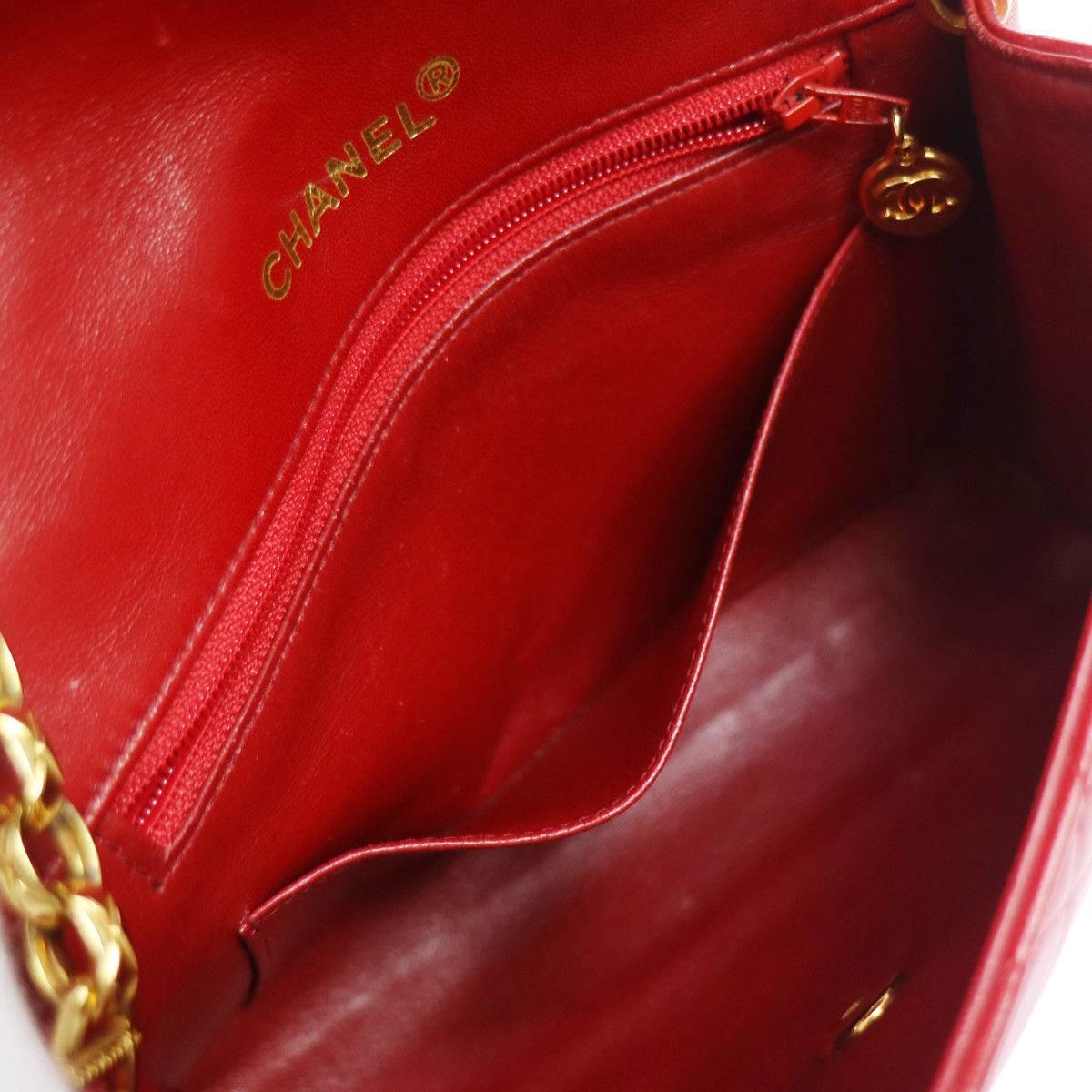 Chanel Red Quilted Lambskin  Flap Shoulder Bag 4