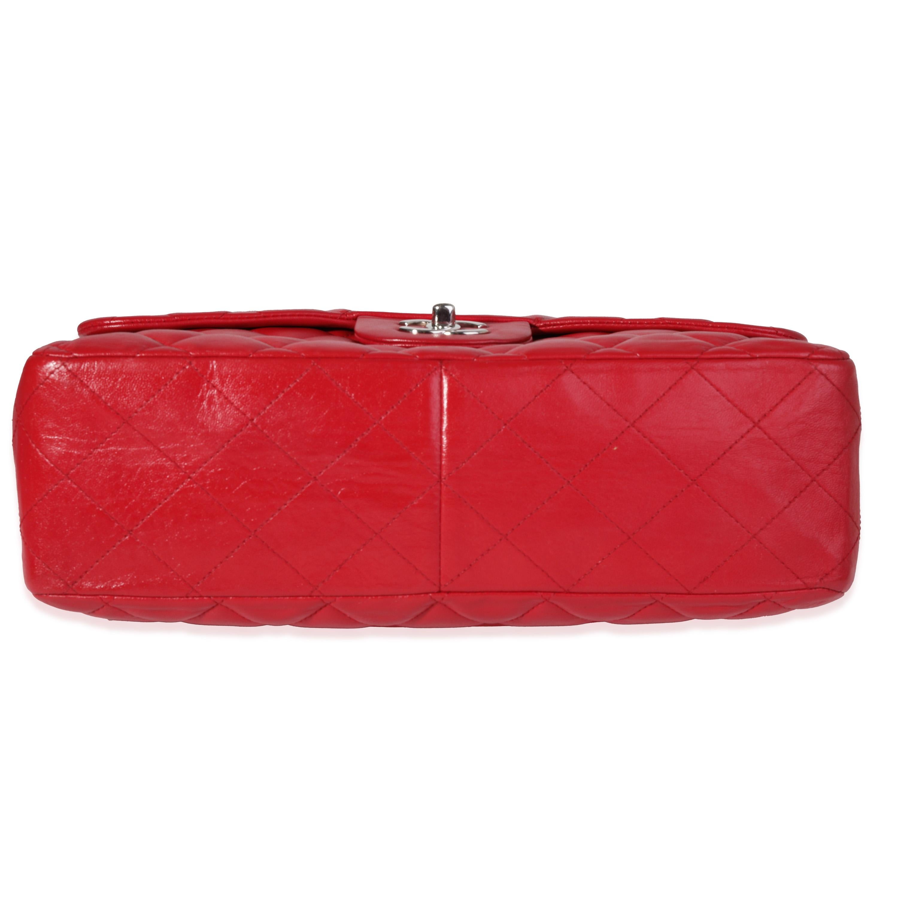 Chanel Red Quilted Lambskin Jumbo Classic Single Flap Bag 3