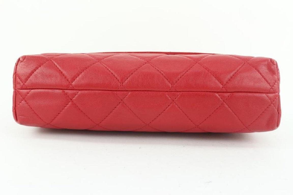 Chanel Red Quilted Lambskin Jumbo Flap Silver Chain Bag 413cas528 3