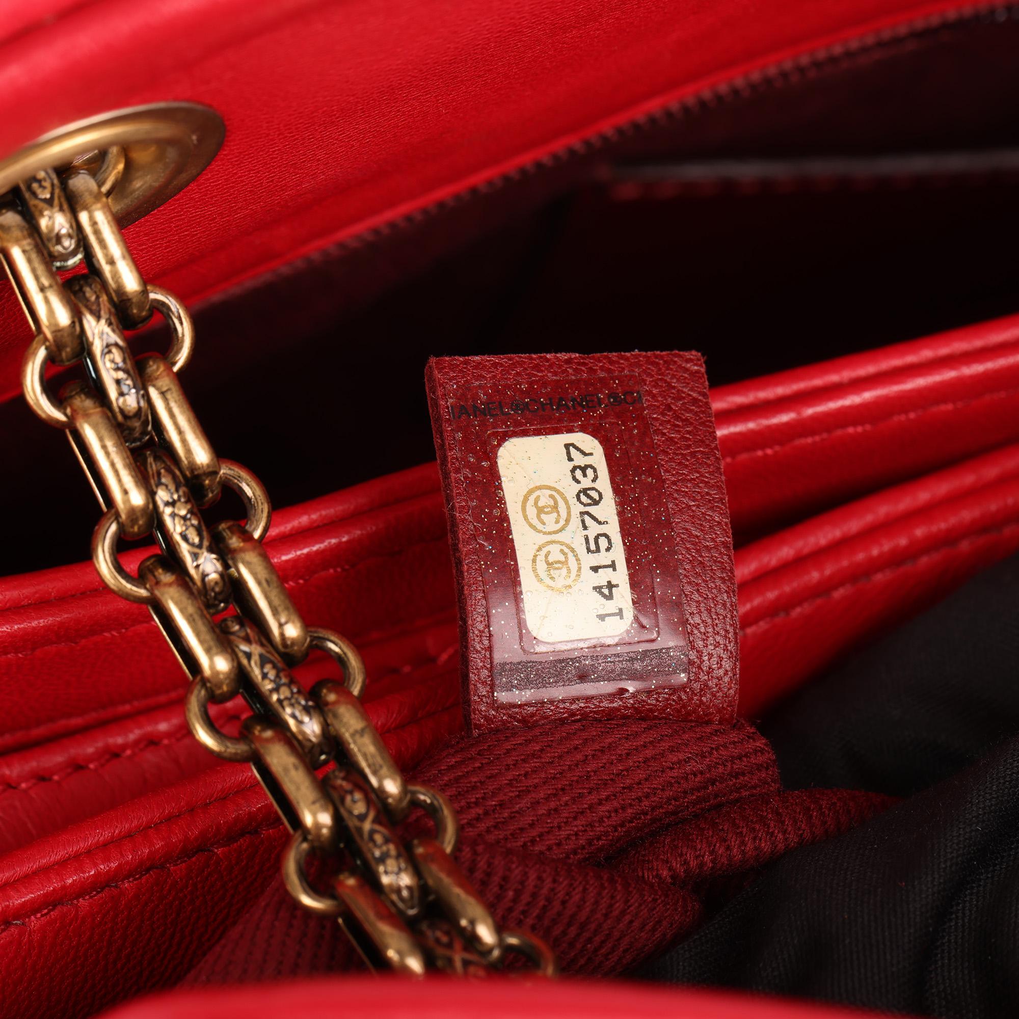 CHANEL Red Quilted Lambskin Just Mademoiselle Bowling Bag 4