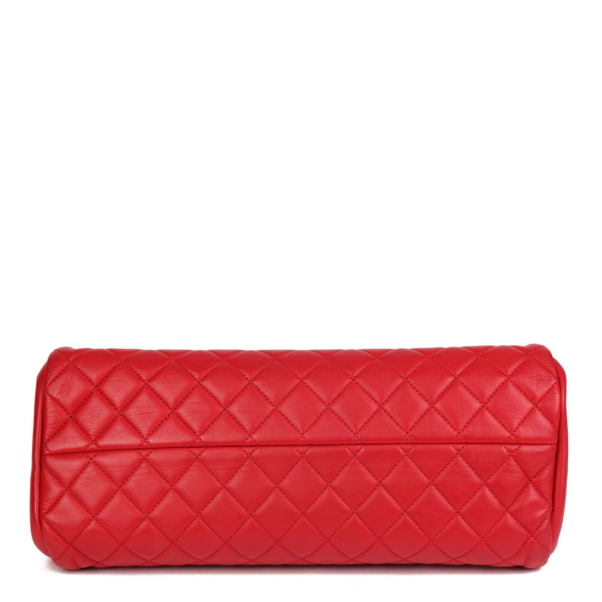 Women's CHANEL Red Quilted Lambskin Just Mademoiselle Bowling Bag