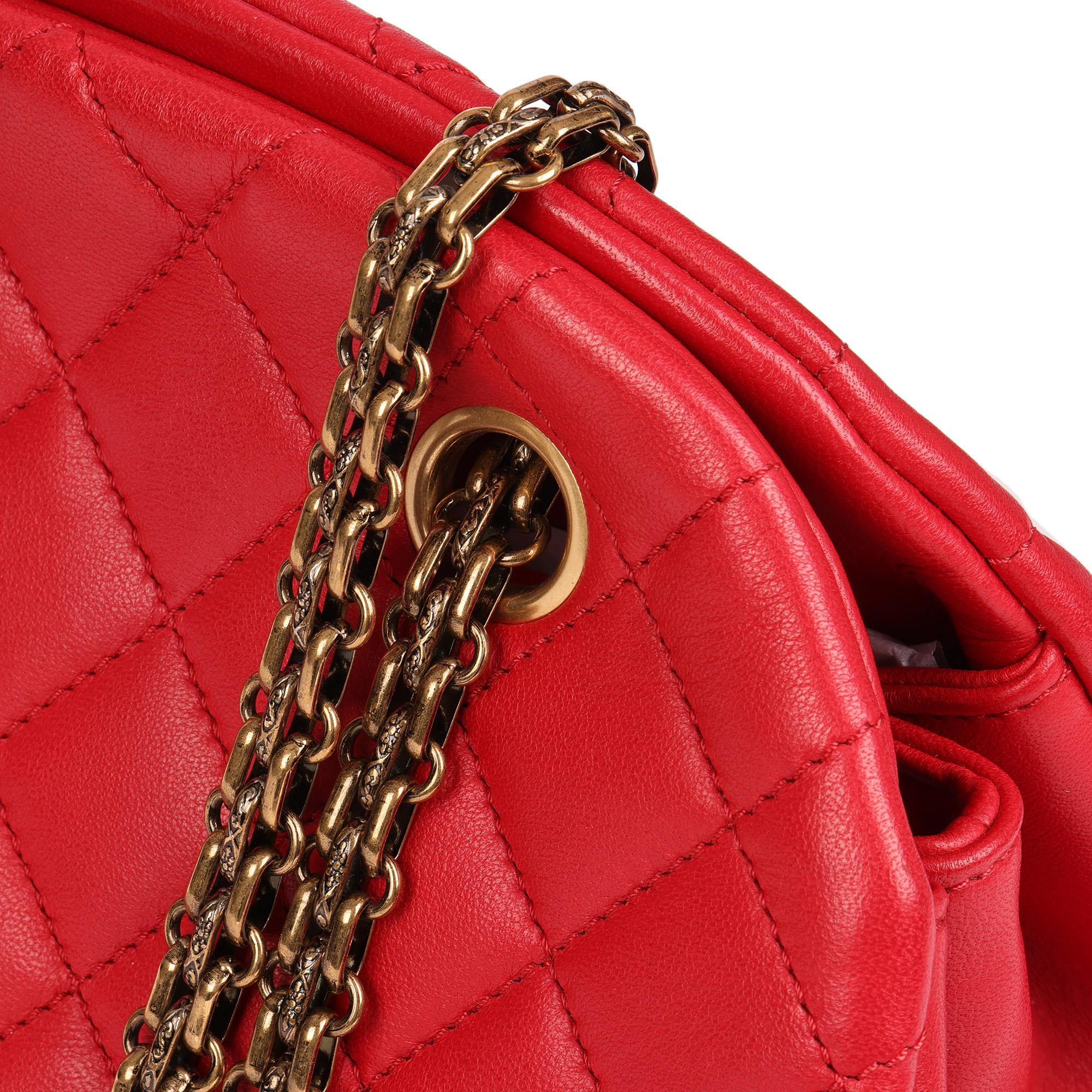 CHANEL Red Quilted Lambskin Just Mademoiselle Bowling Bag 2