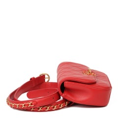 Chanel Red Quilted Lambskin Leather 19 Waist Bag