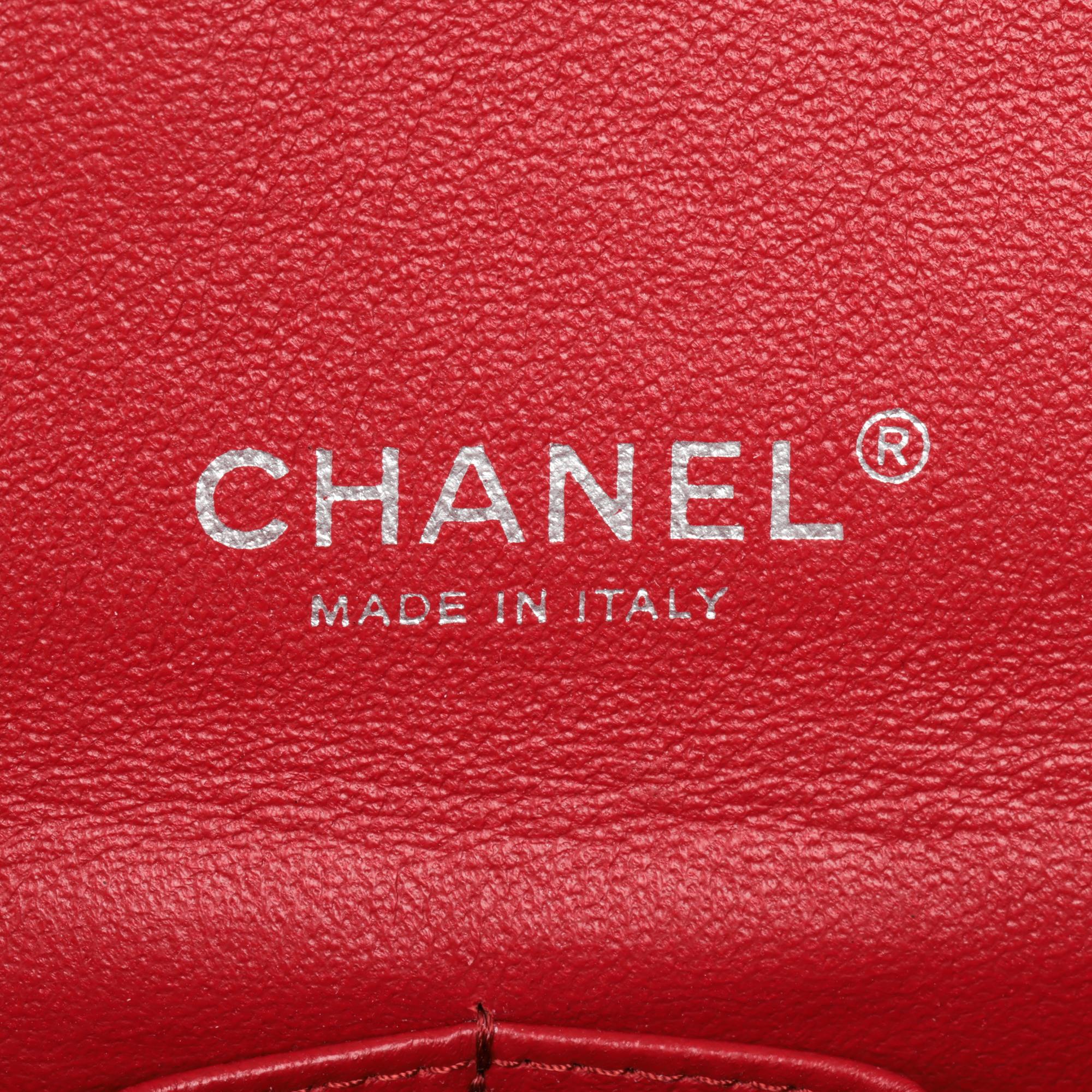 CHANEL Red Quilted Lambskin Leather Maxi Classic Double Flap Bag 7