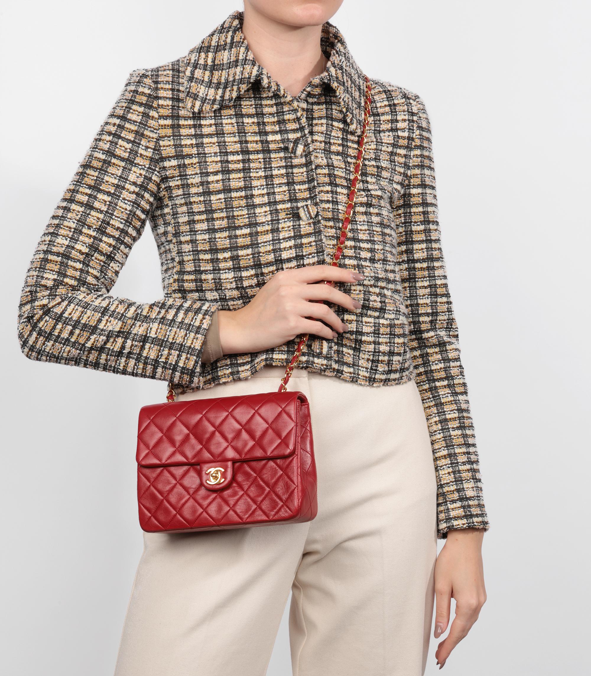 Chanel Red Quilted Lambskin Leather Square Mini Flap Bag

Brand- Chanel
Model- Square Mini Flap Bag
Product Type- Crossbody, Shoulder
Serial Number- 14*****
Age- Circa 1989
Accompanied By- Chanel Dust Bag, Authenticity Card
Colour- Red
Hardware-