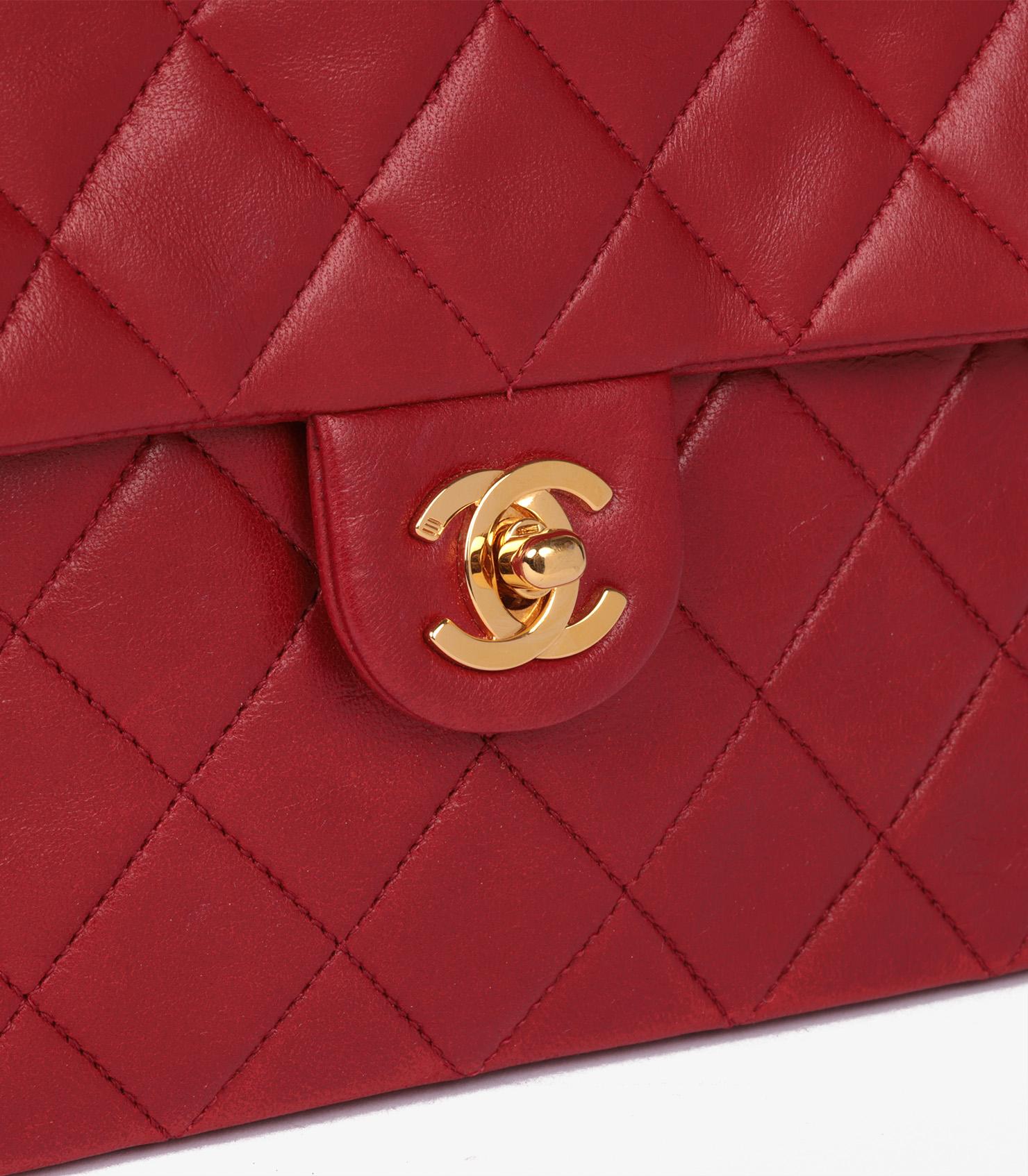 Chanel Red Quilted Lambskin Leather Square Mini Flap Bag 4