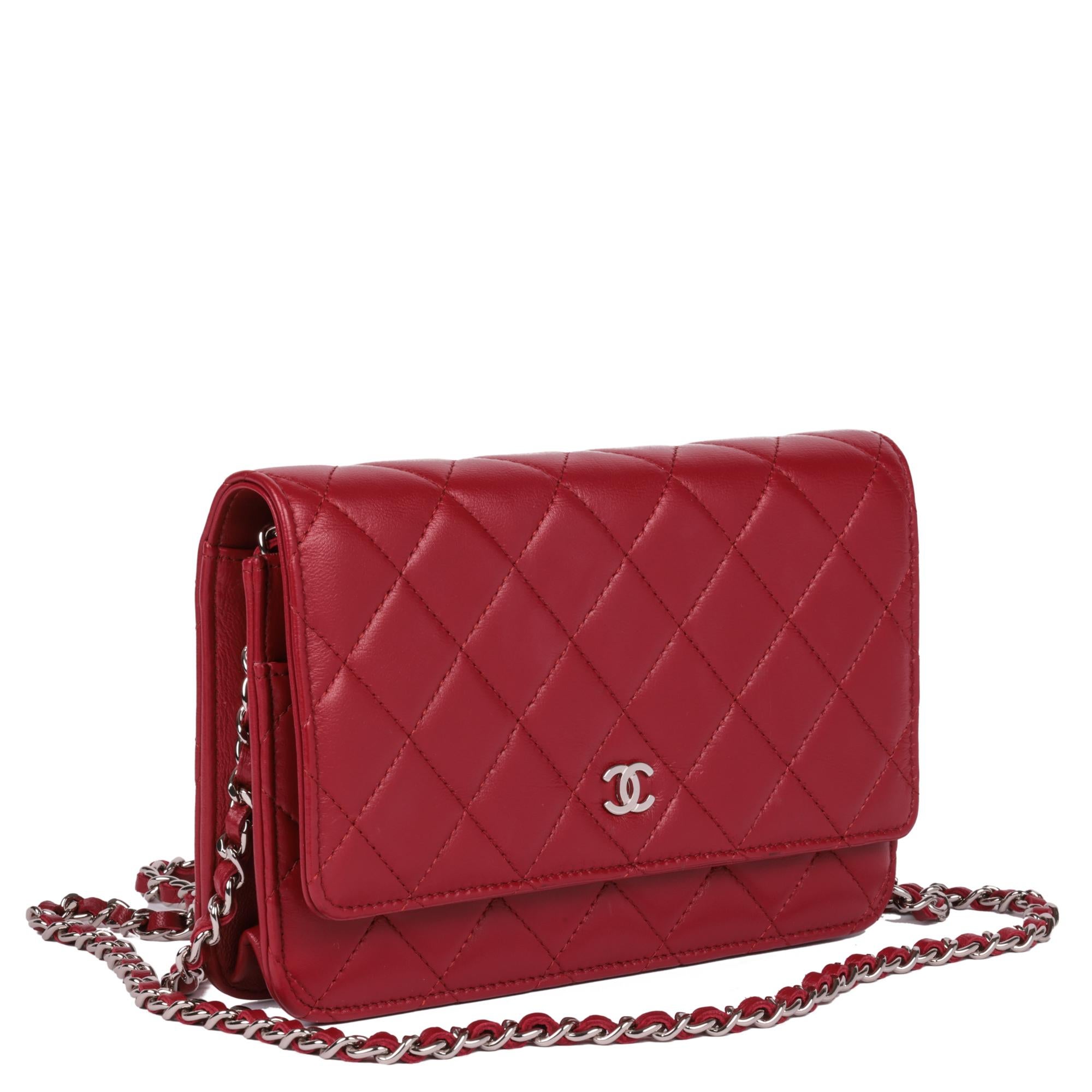 Chanel Boy Wallet On Chain Lamb Red