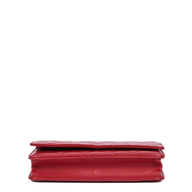 CHANEL Red Quilted Lambskin Leather Wallet-on-Chain WOC For Sale at 1stDibs