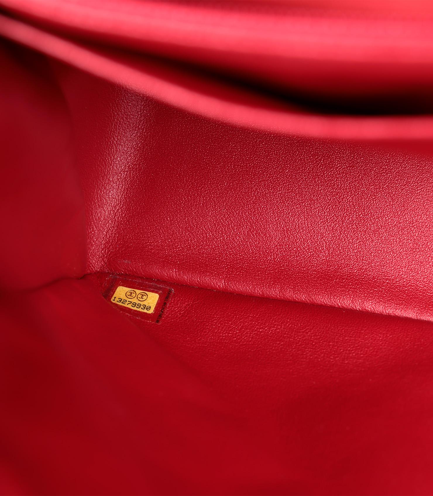 Chanel Red Quilted Lambskin Maxi Classic Single Flap Bag en venta 5