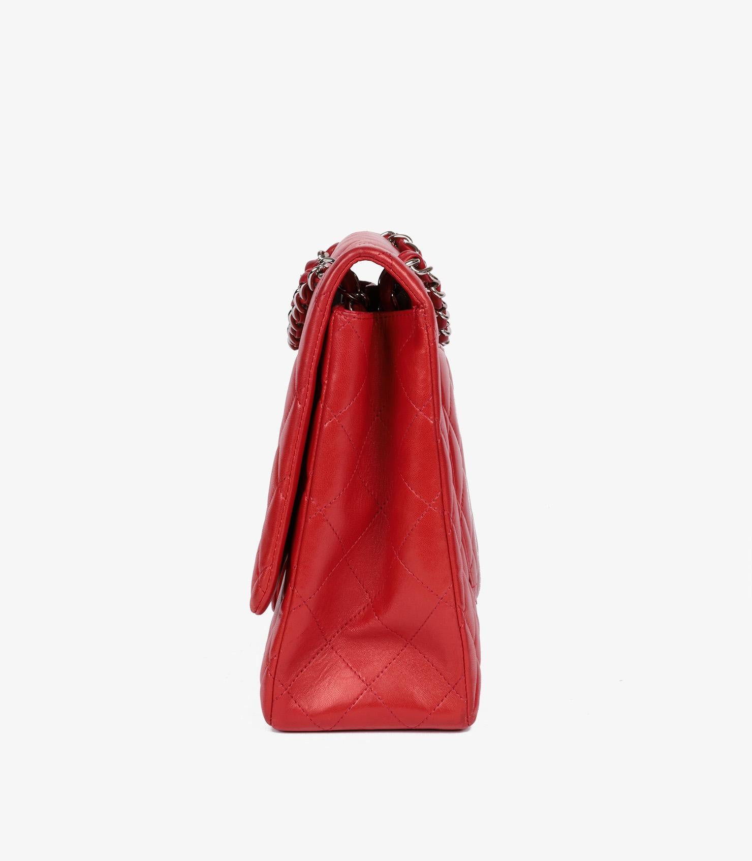 Women's Chanel Red Quilted Lambskin Maxi Classic Single Flap Bag