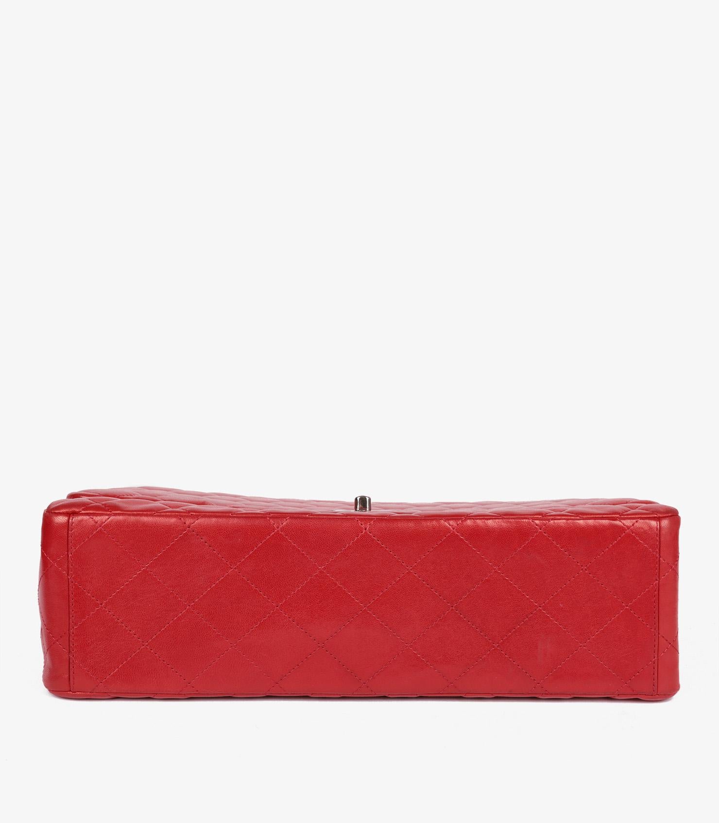 Chanel Red Quilted Lambskin Maxi Classic Single Flap Bag en venta 1