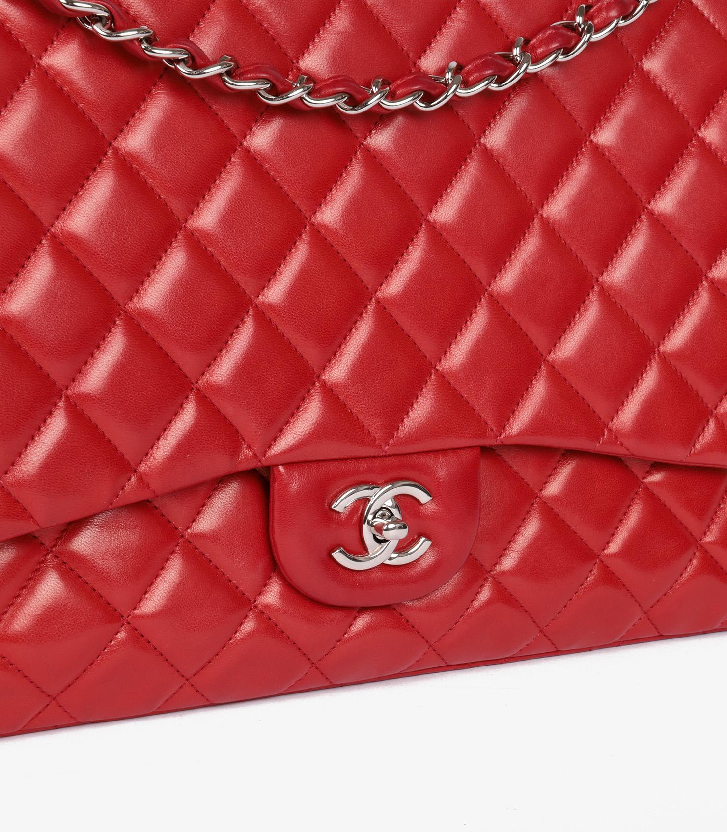 Chanel Red Quilted Lambskin Maxi Classic Single Flap Bag en venta 2