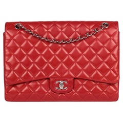 Chanel Red Quilted Lambskin Maxi Classic Single Flap Bag