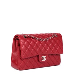 CHANEL Red Quilted Lambskin Medium Classic Double Flap Bag