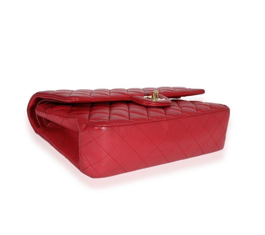 Women's Chanel Red Quilted Lambskin Medium Classic Double Flap Bag For Sale