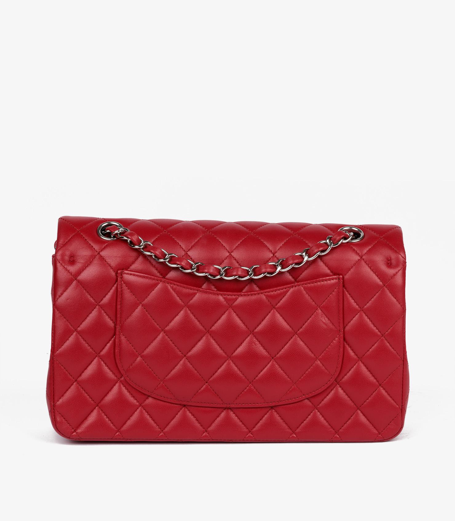 Chanel Red Quilted Lambskin Medium Classic Double Flap Bag For Sale 2
