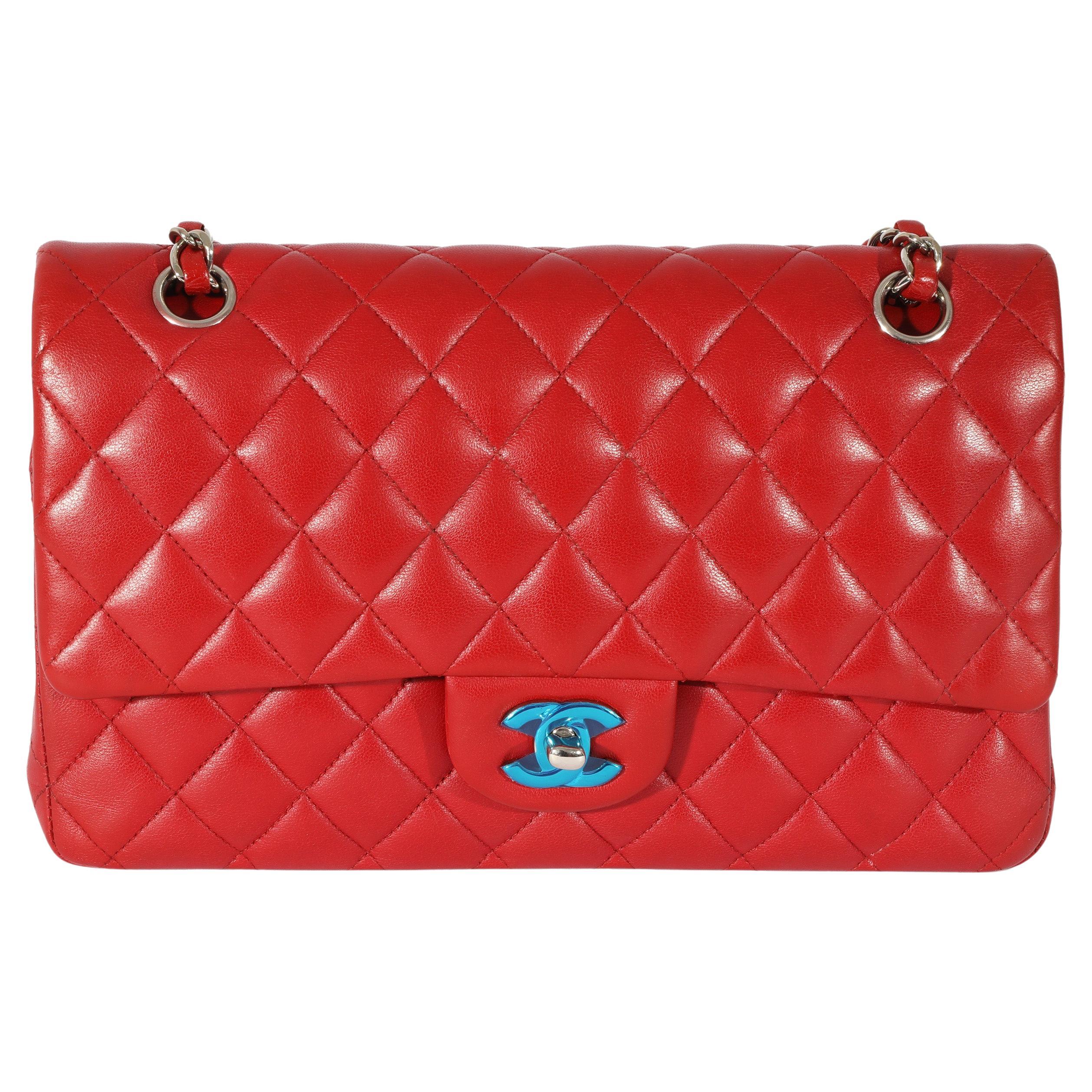 Chanel Red Quilted Lambskin Medium Classic Double Flap Bag