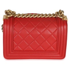Chanel Red Quilted Lambskin Mini Boy Bag