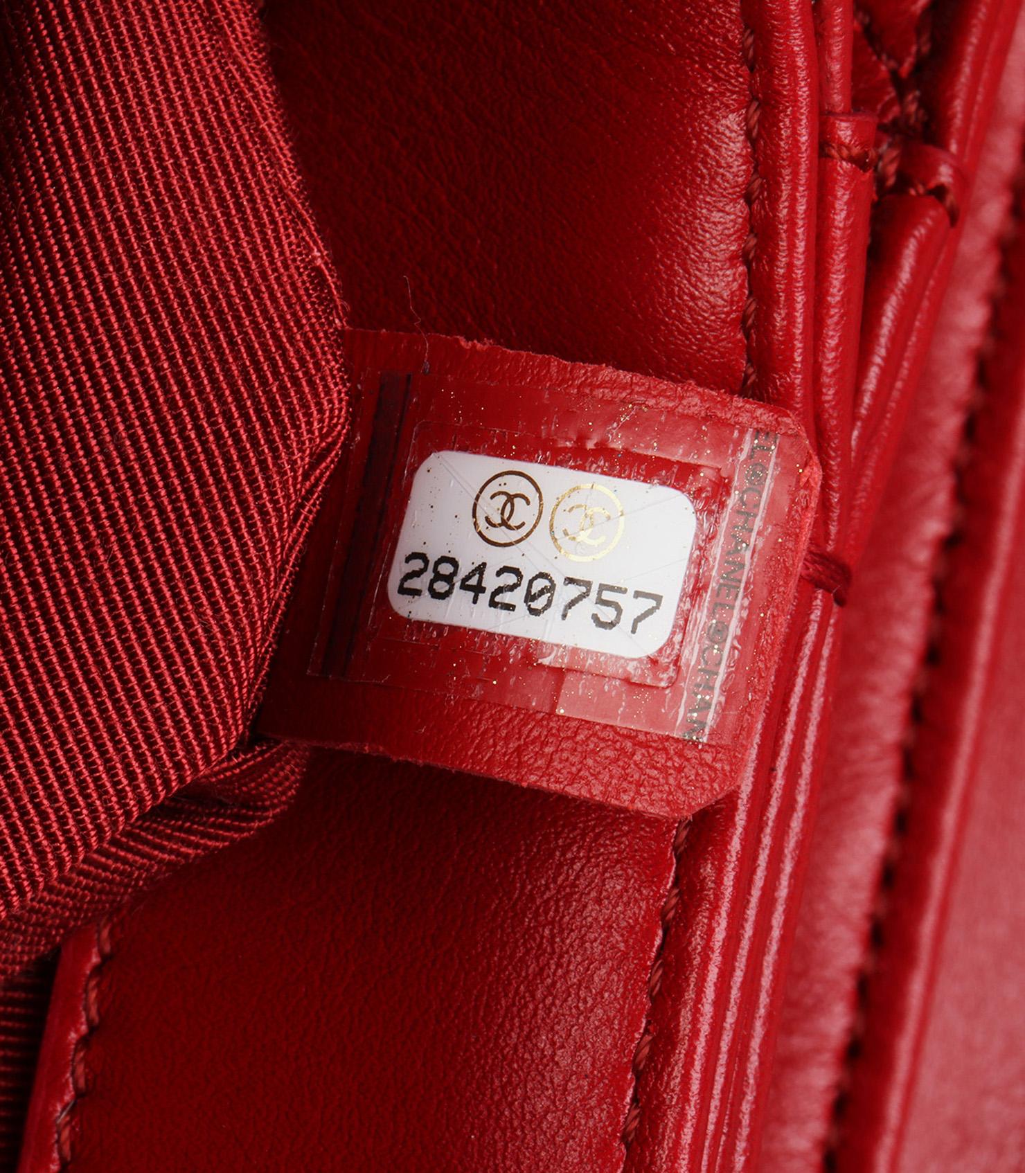 Chanel Red Quilted Lambskin Small Double Pocket Top Handle Flap Bag For Sale 6