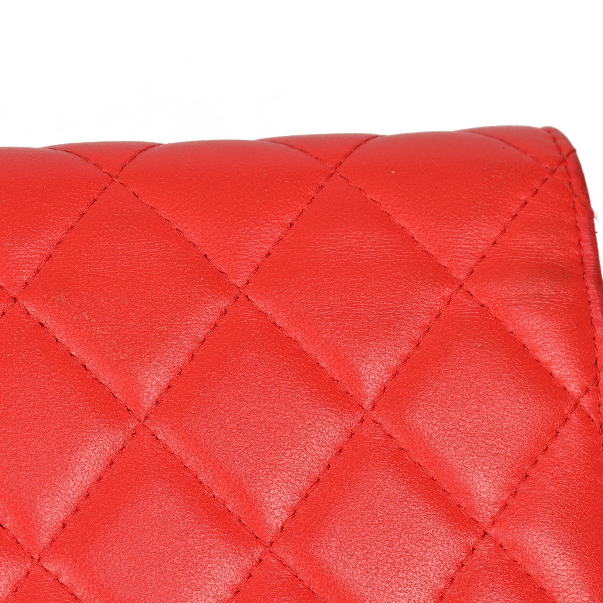 CHANEL Red Quilted Lambskin Square Wallet-on-Chain WOC 5