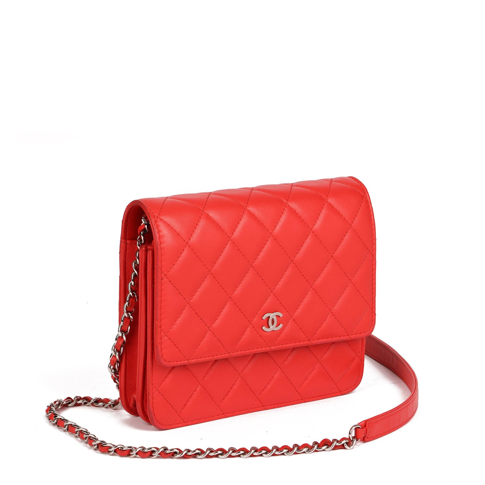 CHANEL
Red Quilted Lambskin Square Wallet-on-Chain WOC

Xupes Reference: HB4625
Serial Number: 26869320
Age (Circa): 2019
Accompanied By: Chanel Dust Bag, Box, Authenticity Card, Care Booklet, Protective Felt
Authenticity Details: Authenticity Card,