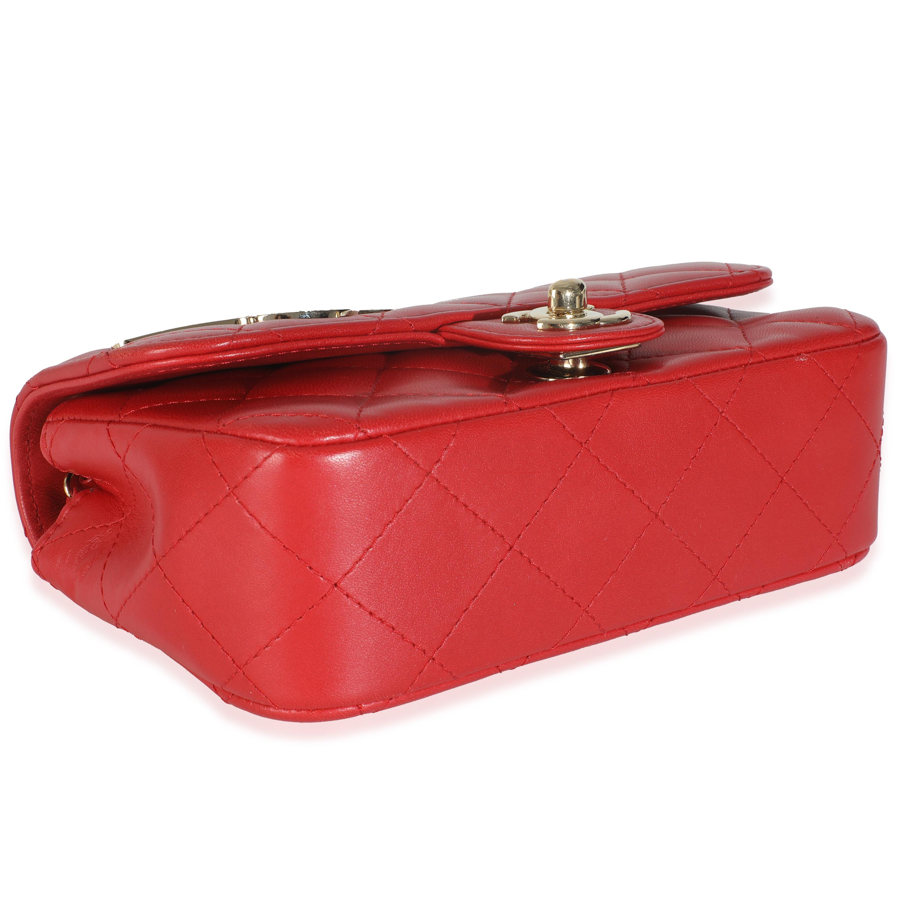 Chanel Red Quilted Lambskin V For Victory Mini Flap Bag For Sale 1