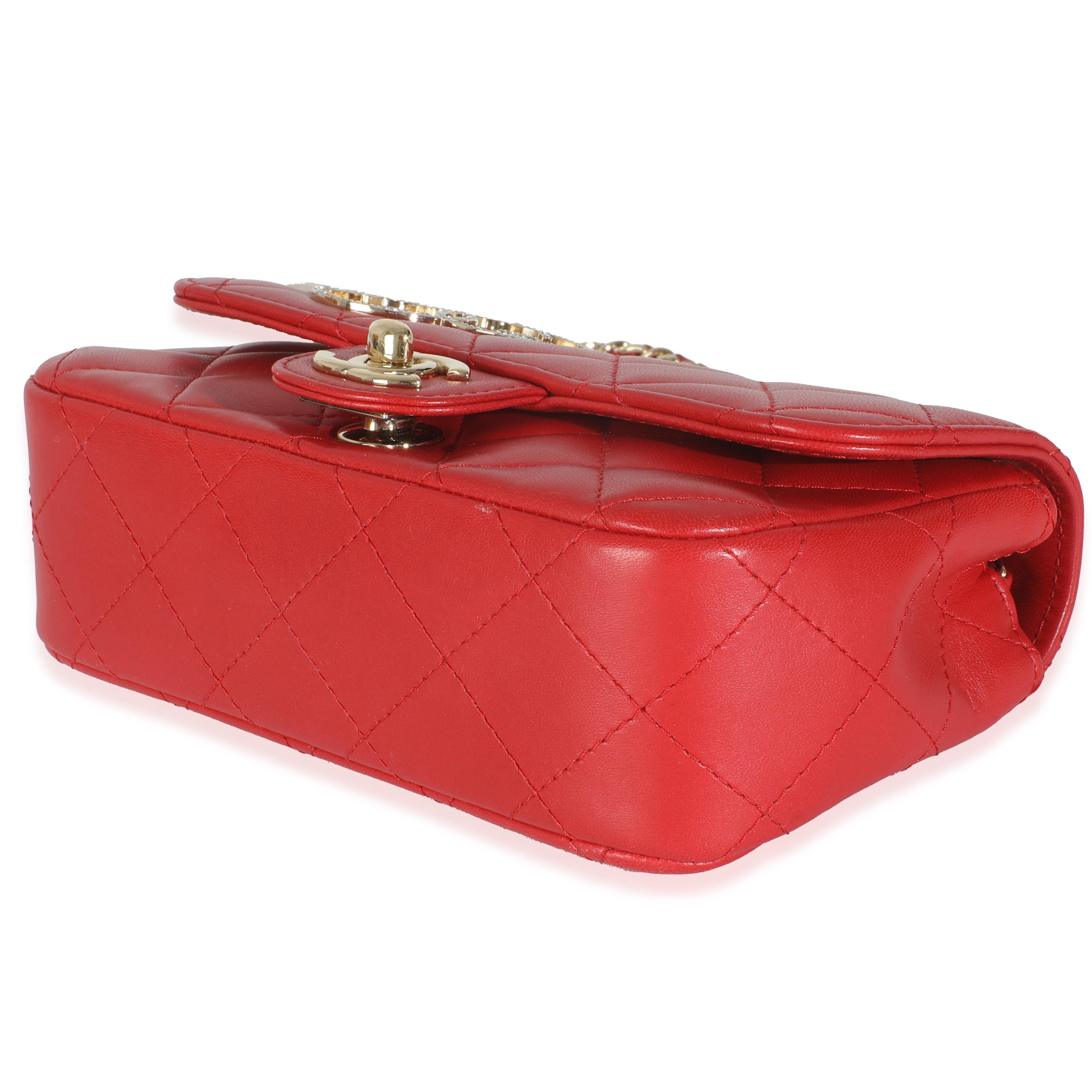 Chanel Red Quilted Lambskin V For Victory Mini Flap Bag For Sale 3