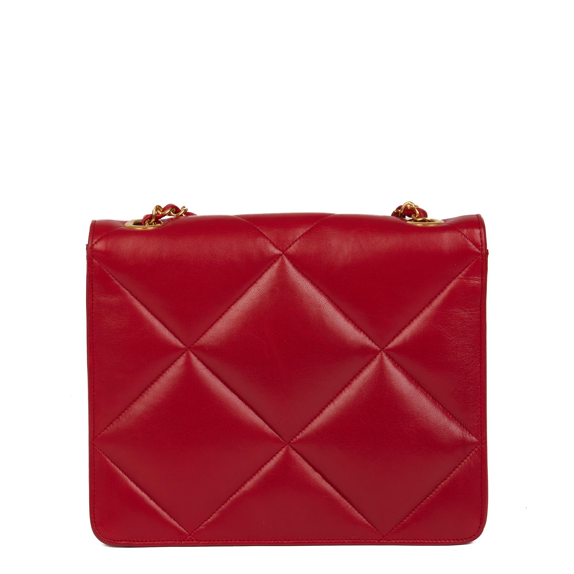 Women's CHANEL Red Quilted Lambskin Vintage Classic Single Flap Bag