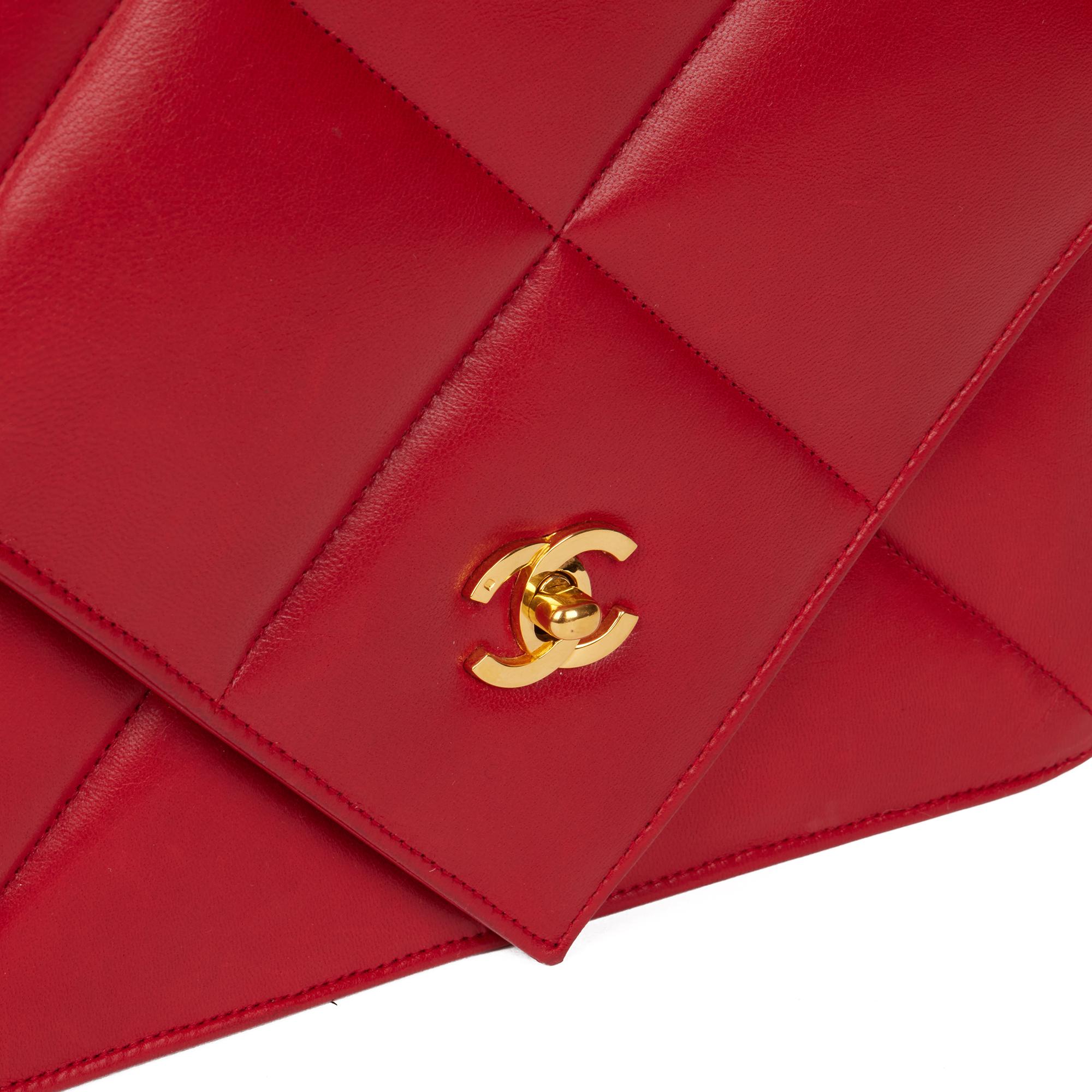 CHANEL Red Quilted Lambskin Vintage Classic Single Flap Bag 2