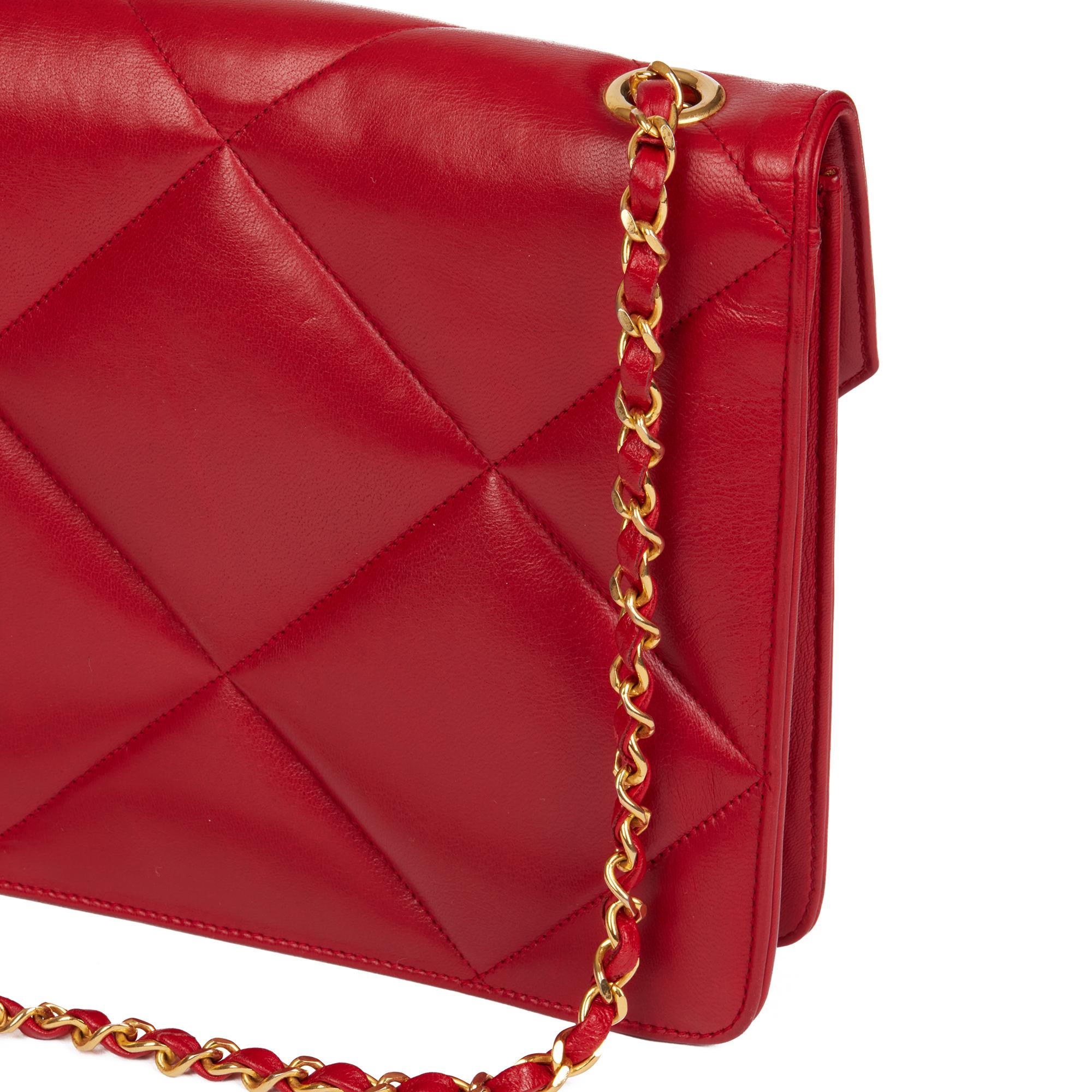 CHANEL Red Quilted Lambskin Vintage Classic Single Flap Bag 3
