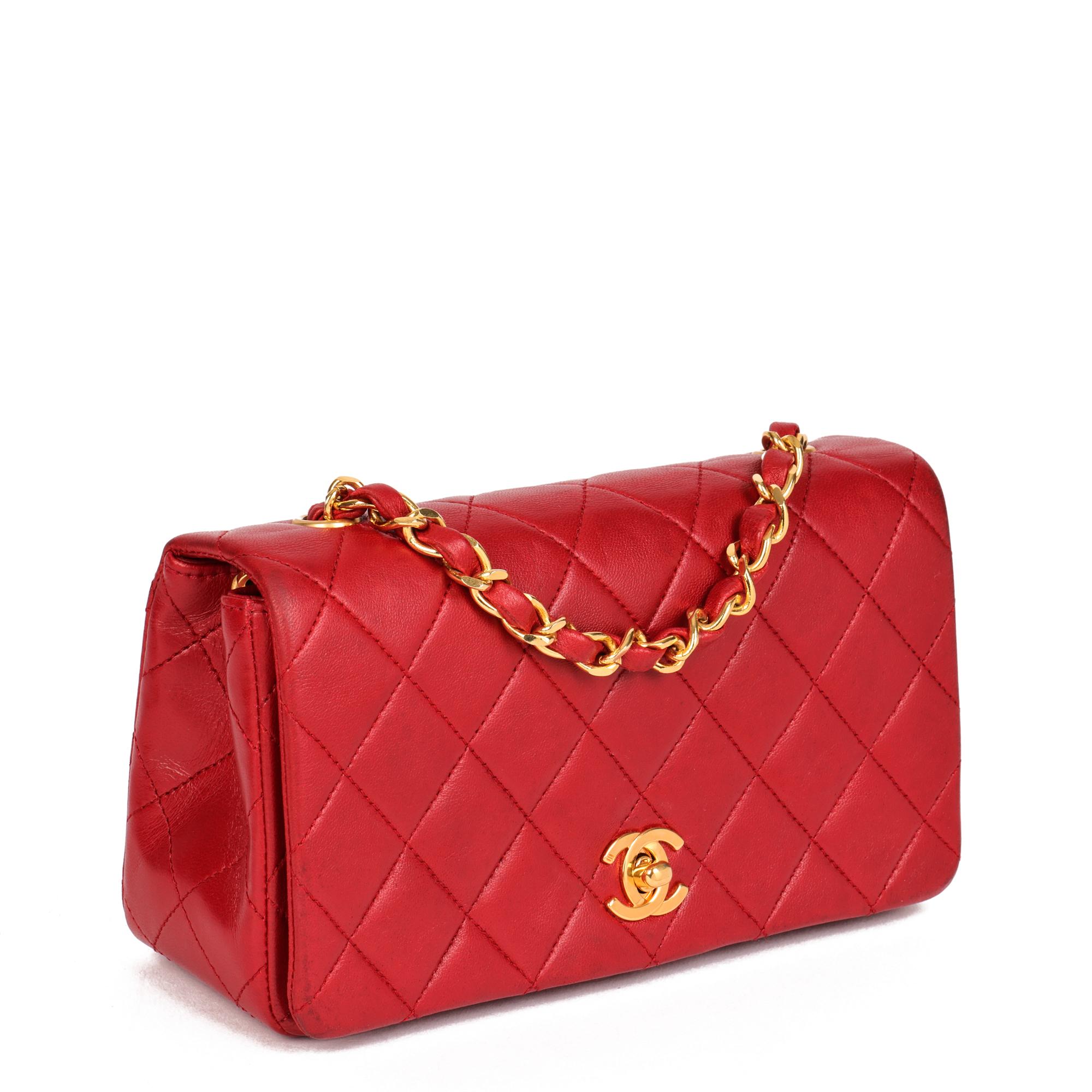 CHANEL
Red Quilted Lambskin Vintage Mini Full Flap Bag

Serial Number: 1280499
Age (Circa): 1989
Accompanied By: Chanel Dust Bag, Authenticity Card
Authenticity Details: Authenticity Card, Serial Sticker (Made In France)
Gender: Ladies
Type:
