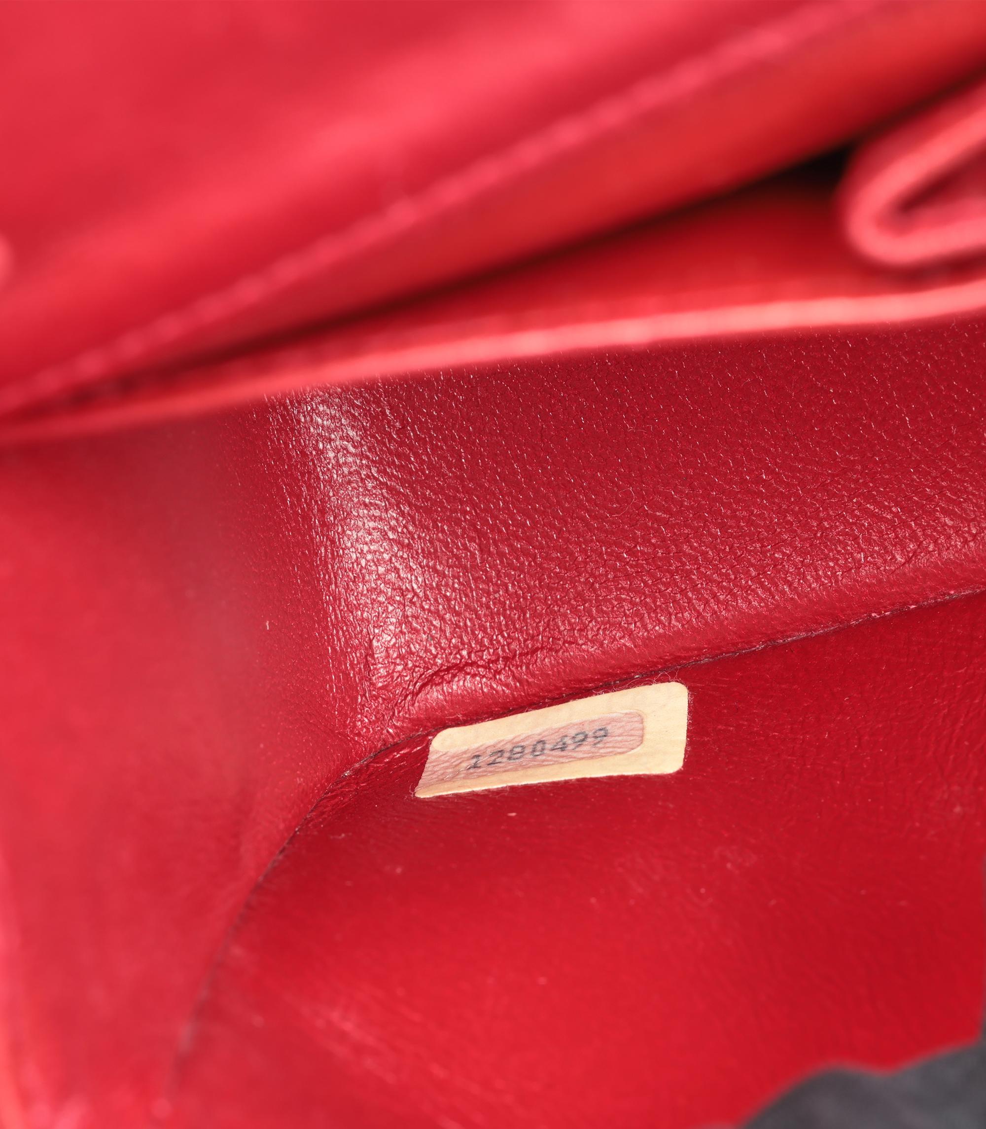 Chanel Red Quilted Lambskin Vintage Rectangular Mini Full Flap Bag For Sale 6