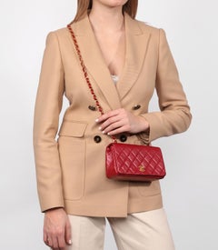 Chanel Red Quilted Lambskin Vintage Rectangular Mini Full Flap Bag