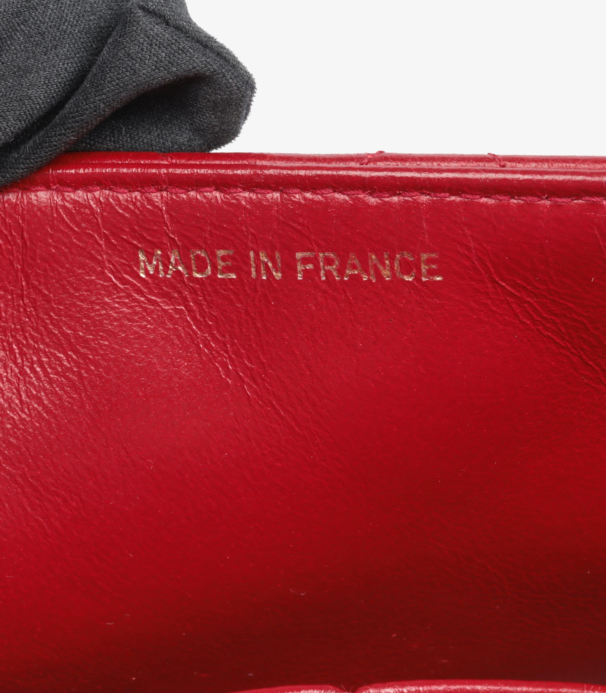 Chanel Red Quilted Lambskin Vintage Rectangular Mini Full Flap Bag For Sale 5