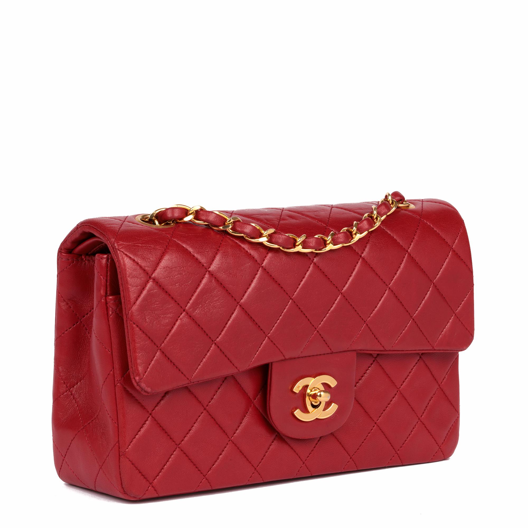 CHANEL
Red Quilted Lambskin Vintage Small Classic Double Flap Bag

Xupes Reference: HB5055
Serial Number: 1522212
Age (Circa): 1990
Accompanied By: Chanel Dust Bag, Authenticity Card
Authenticity Details: Authenticity Card, Serial Sticker (Made in