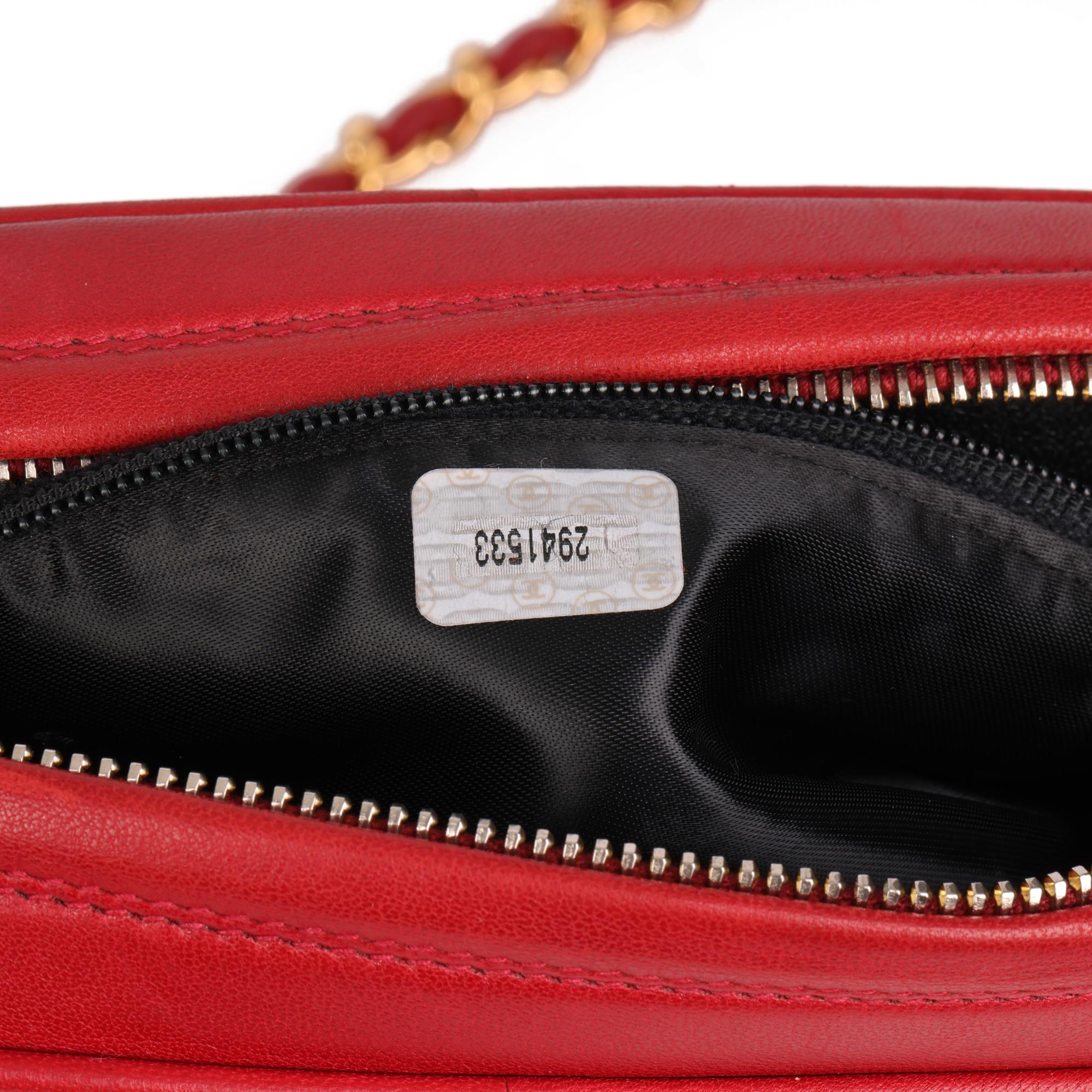 CHANEL Red Quilted Lambskin Vintage Small Classic Fringe Camera Bag 3