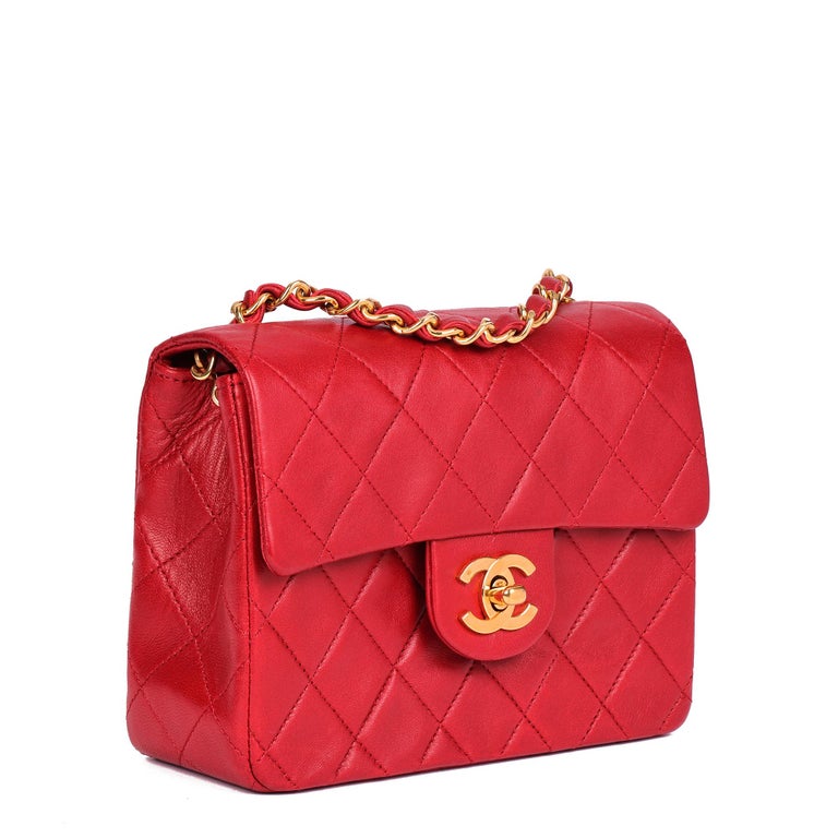 CHANEL
Red Quilted Lambskin Vintage Square Mini Flap Bag

Xupes Reference: HB4727
Serial Number: 1122046
Age (Circa): 1990
Accompanied By: Authenticity Card
Authenticity Details: Authenticity Card, Serial Sticker (Made in France)
Gender: