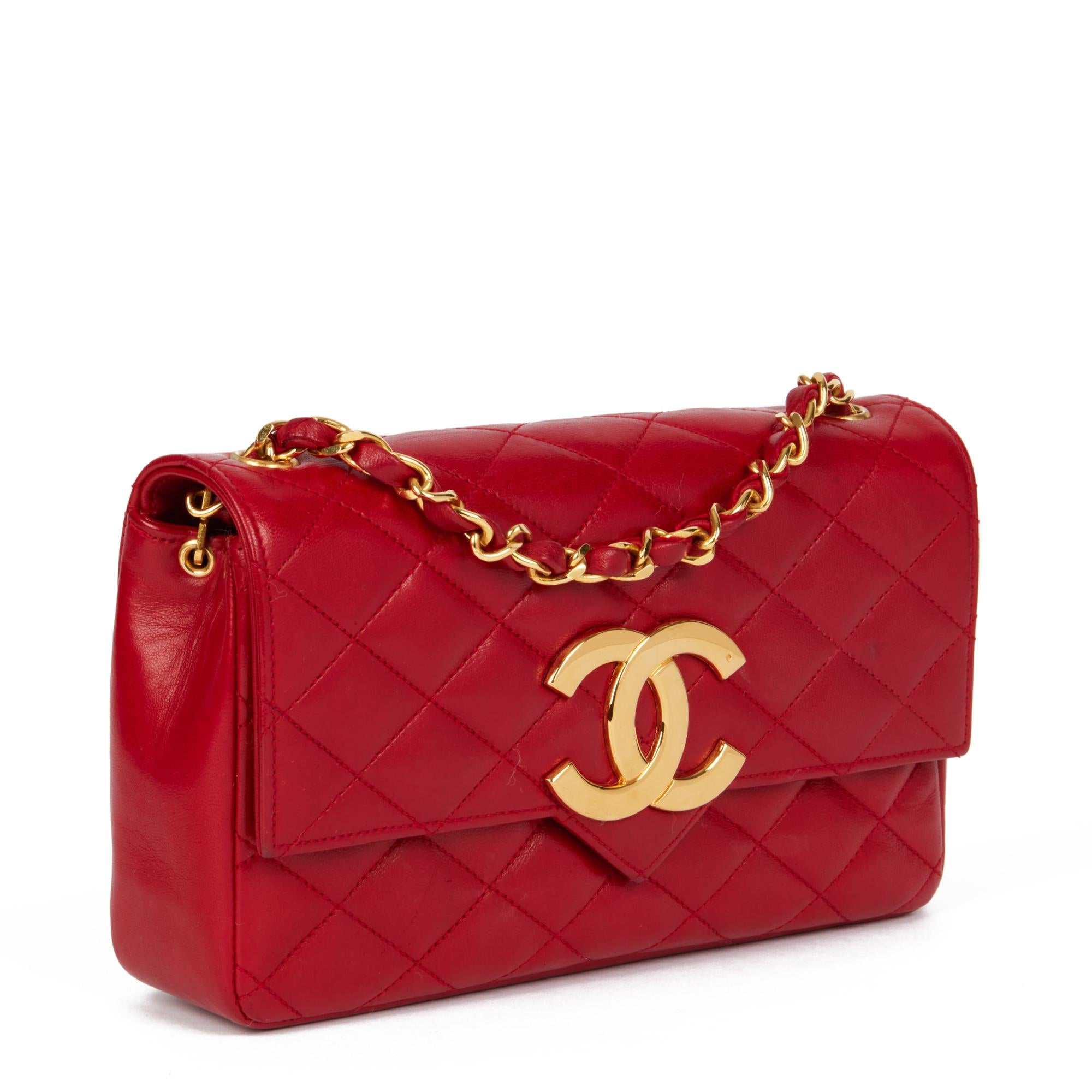 CHANEL
Red Quilted Lambskin Vintage XL Small Classic Single Flap Bag

Xupes Reference: HB4527
Serial Number: 0609122
Age (Circa): 1988
Accompanied By: Chanel Dust Bag, Box, Authenticity Card
Authenticity Details: Authenticity Card, Serial Sticker