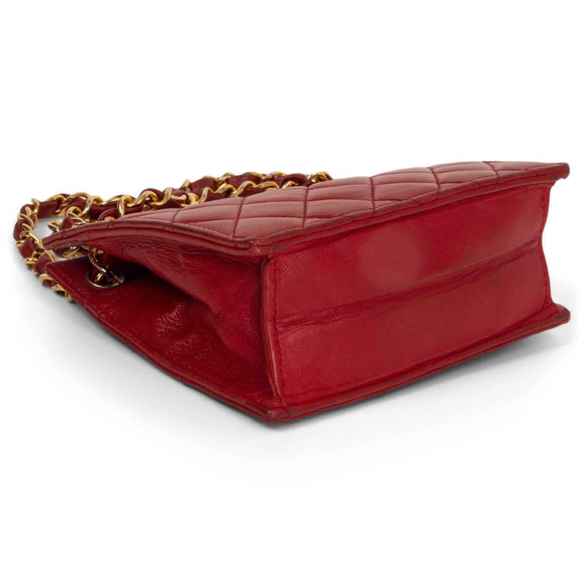 Women's CHANEL red quilted leather 1980's SQUARE MINI Shoulder Bag