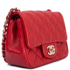 CHANEL red quilted leather 2020 20S MINI SQUARE FLAP Shoulder Bag