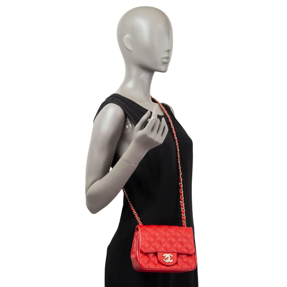 CHANEL red quilted leather 2020 20S MINI SQUARE FLAP Shoulder Bag 5