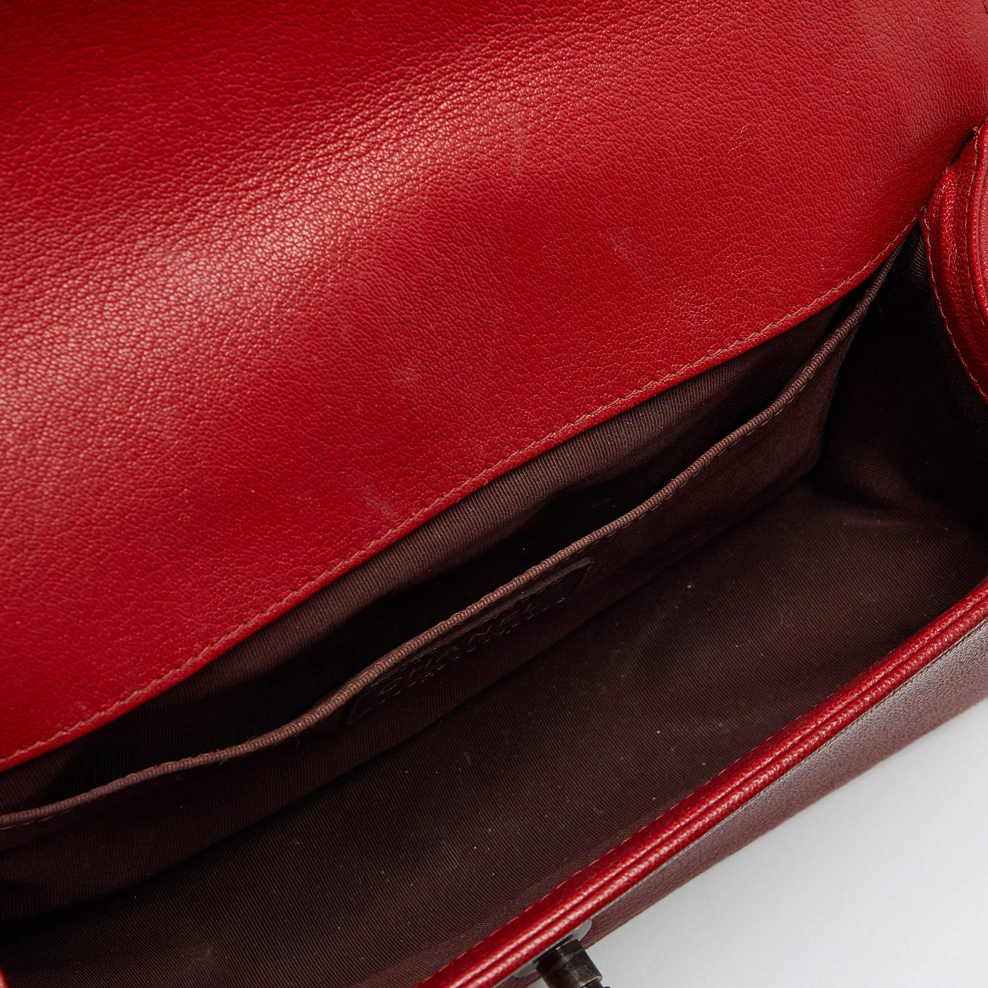 Chanel Red Quilted Leather and Patent Leather Medium Boy Flap Bag 2