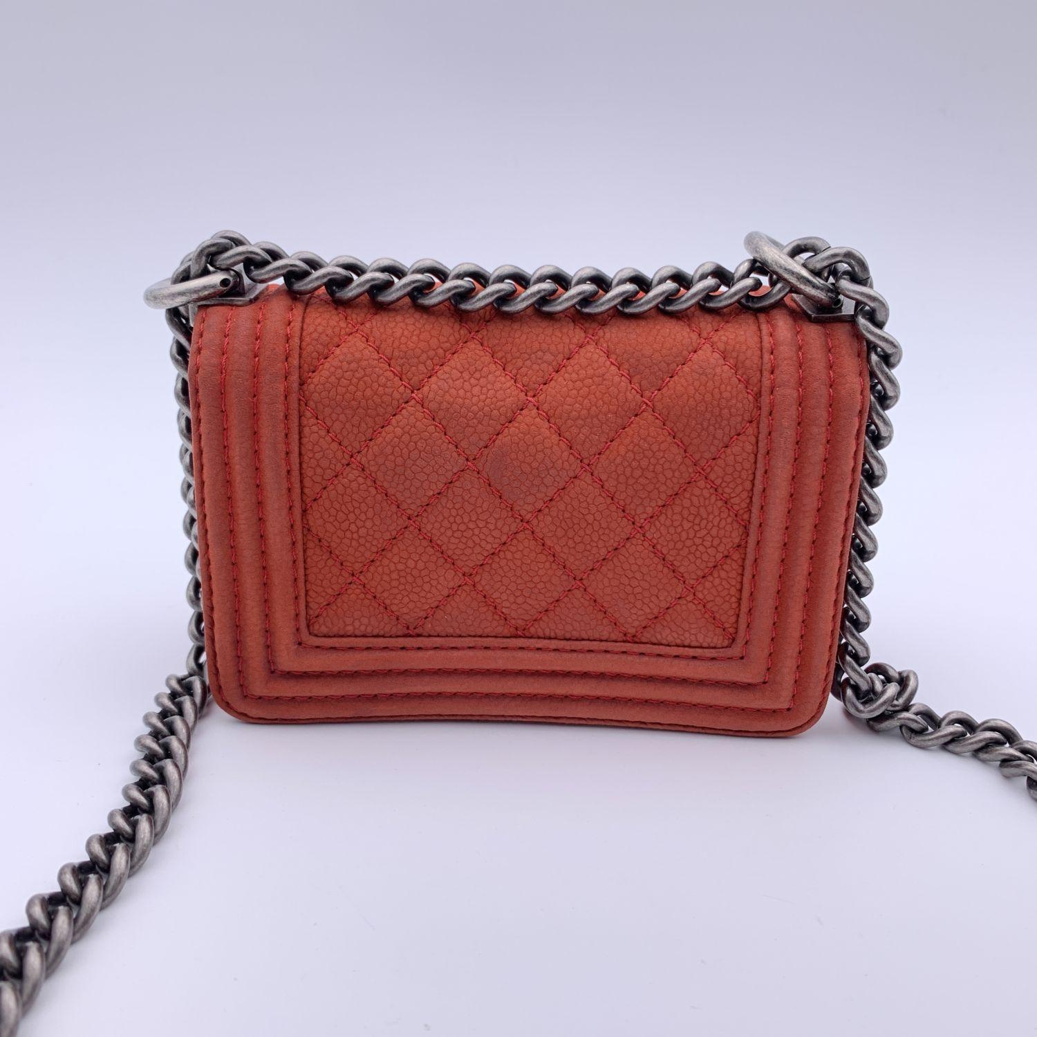 Chanel Red Quilted Leather Caviar Mini Boy Shoulder Bag In Excellent Condition In Rome, Rome