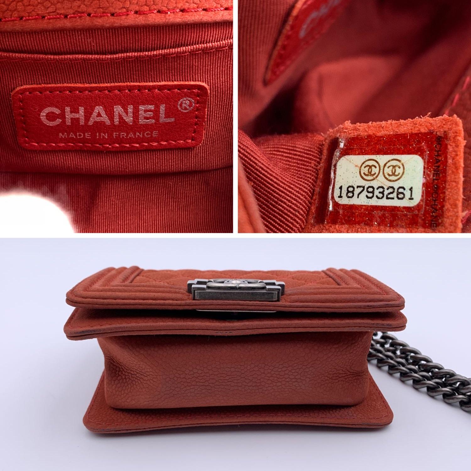 Chanel Red Quilted Leather Caviar Mini Boy Shoulder Bag 1