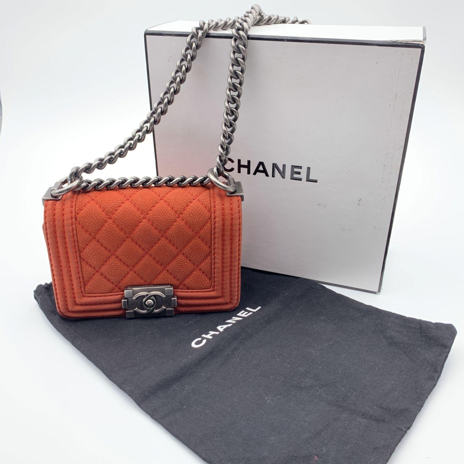 Chanel Red Quilted Leather Caviar Mini Boy Shoulder Bag 2