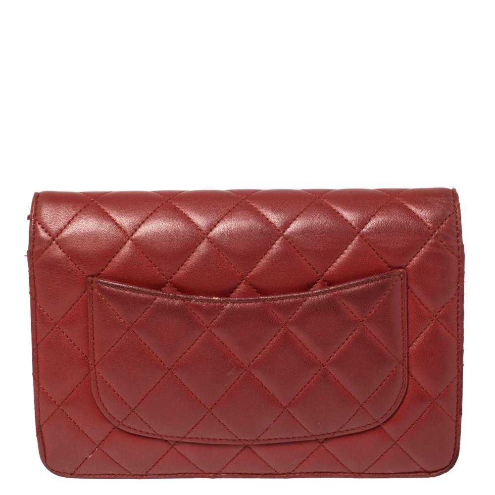 chanel red quilted wallet