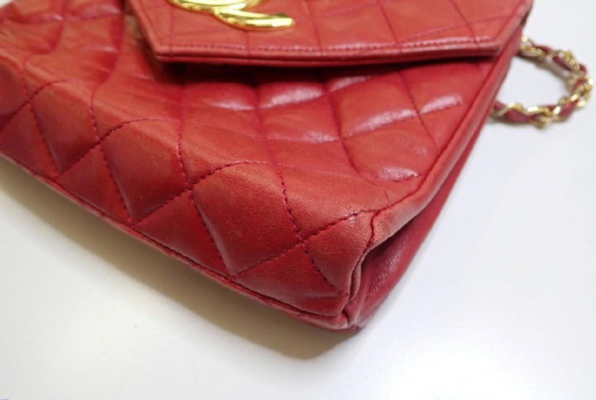 Chanel Rote gesteppte CC Crossbody-Tasche aus Leder 2