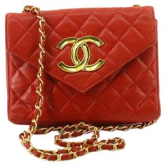 Chanel Rote gesteppte CC Crossbody-Tasche aus Leder