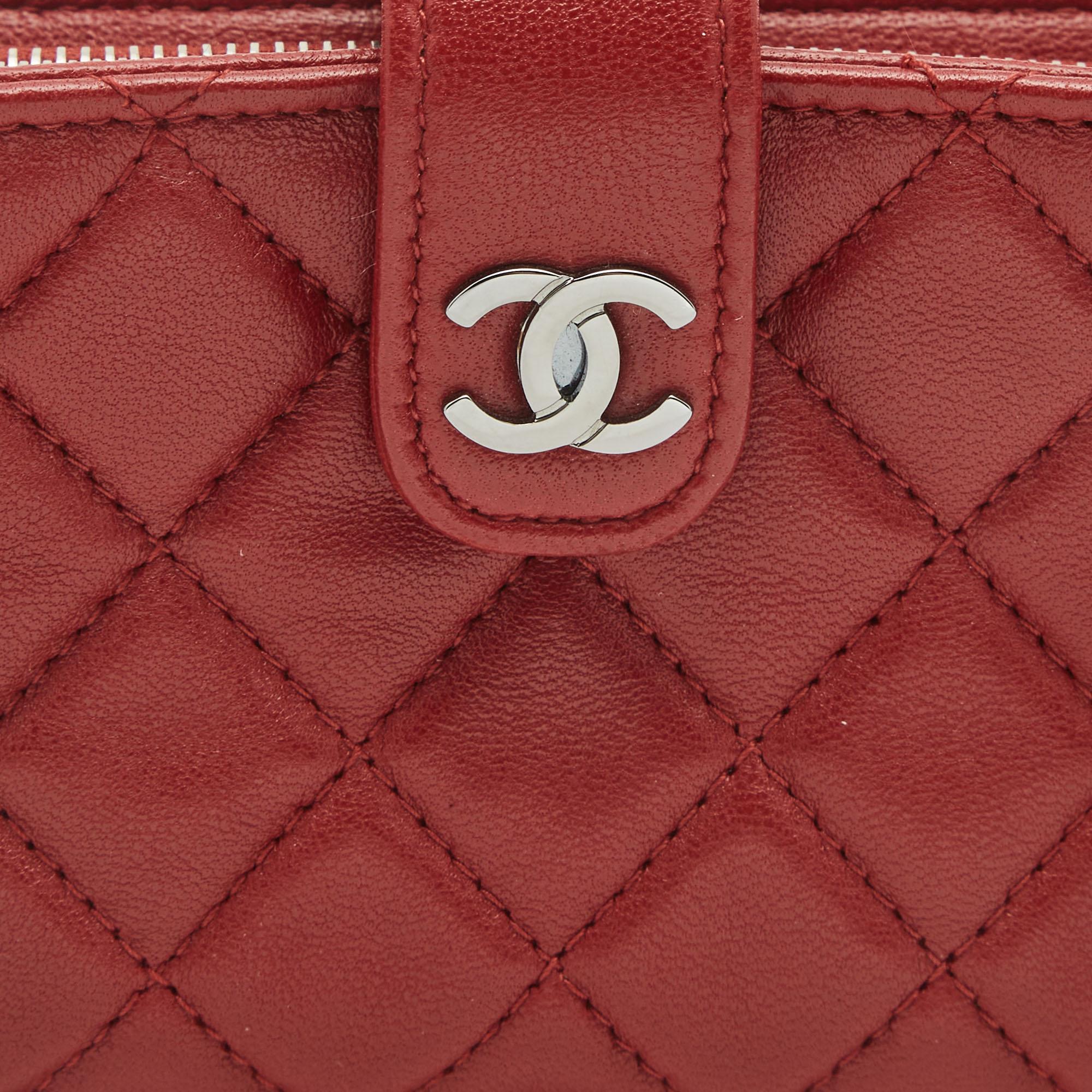 Chanel Red Quilted Leather CC Phone Holder Pouch 5