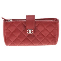 Chanel Red Quilted Leather CC Phone Holder Pouch